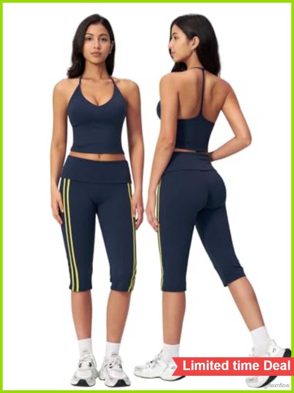 Women's Two Piece Workout Set Polyamide Elastane Tank Top Capri Leggings